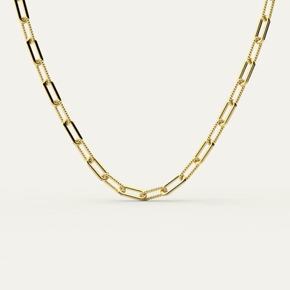 Goldmacher Bold Chain Necklace – 18K Gold Plated 925 Silver with Elongated Paperclip Links