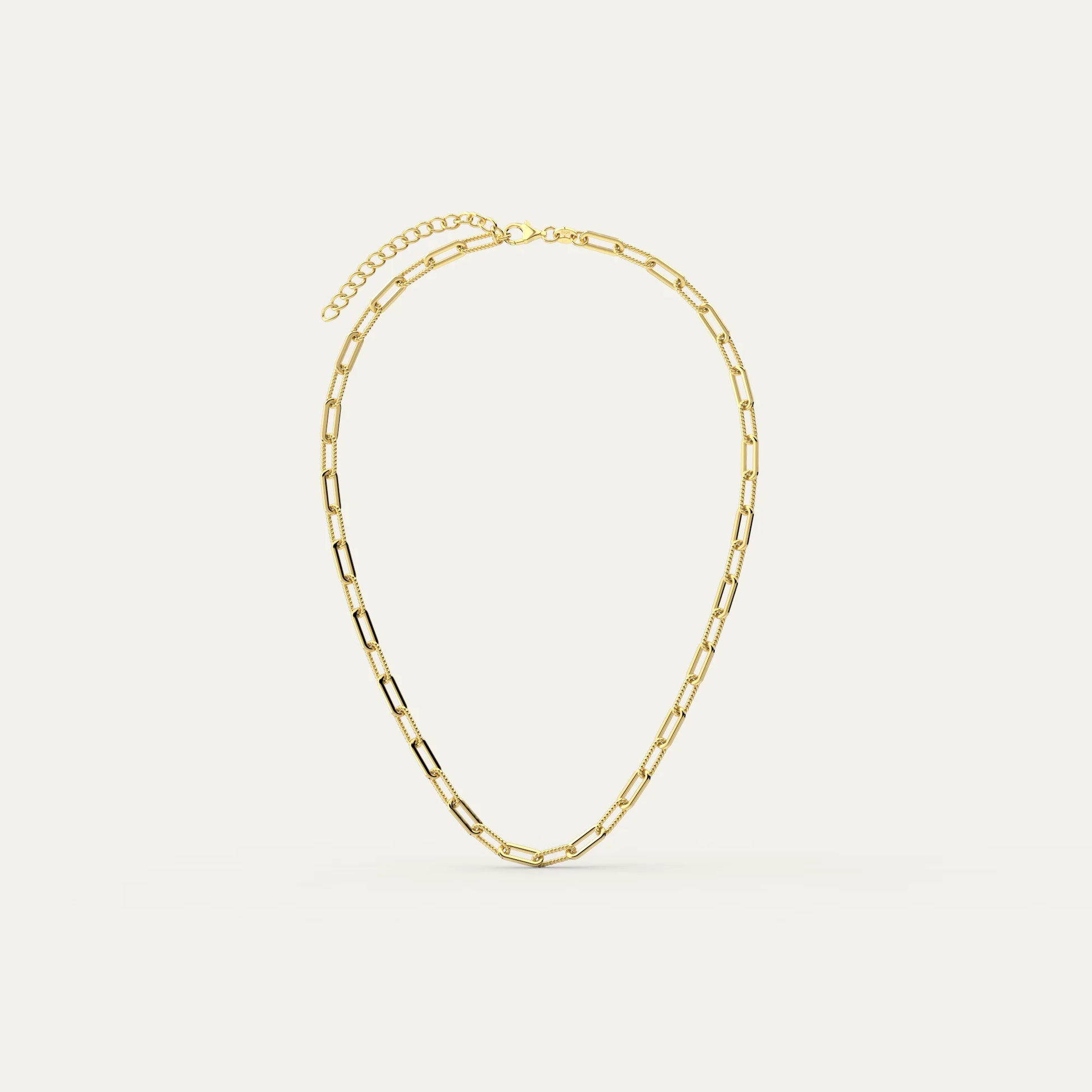 Bold Chain Necklace by Goldmacher – 18K Gold Plated Adjustable Chain with Lobster Clasp and Logo Tag. tryon-product