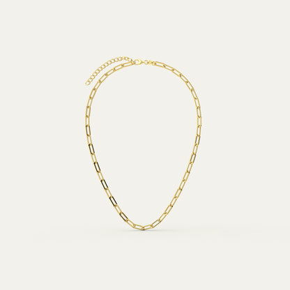 Bold Chain Necklace by Goldmacher – 18K Gold Plated Adjustable Chain with Lobster Clasp and Logo Tag. tryon-product