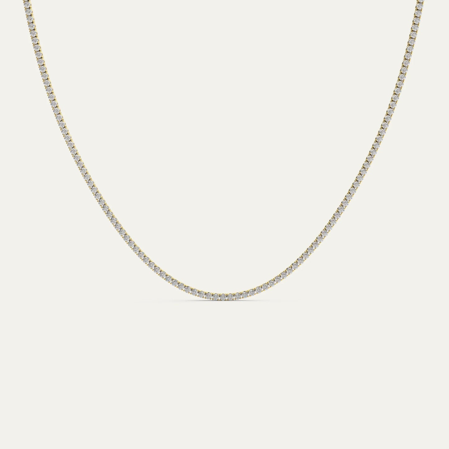 Goldmacher Canes 2mm tennis chain in 18k gold with round moissanite stones
