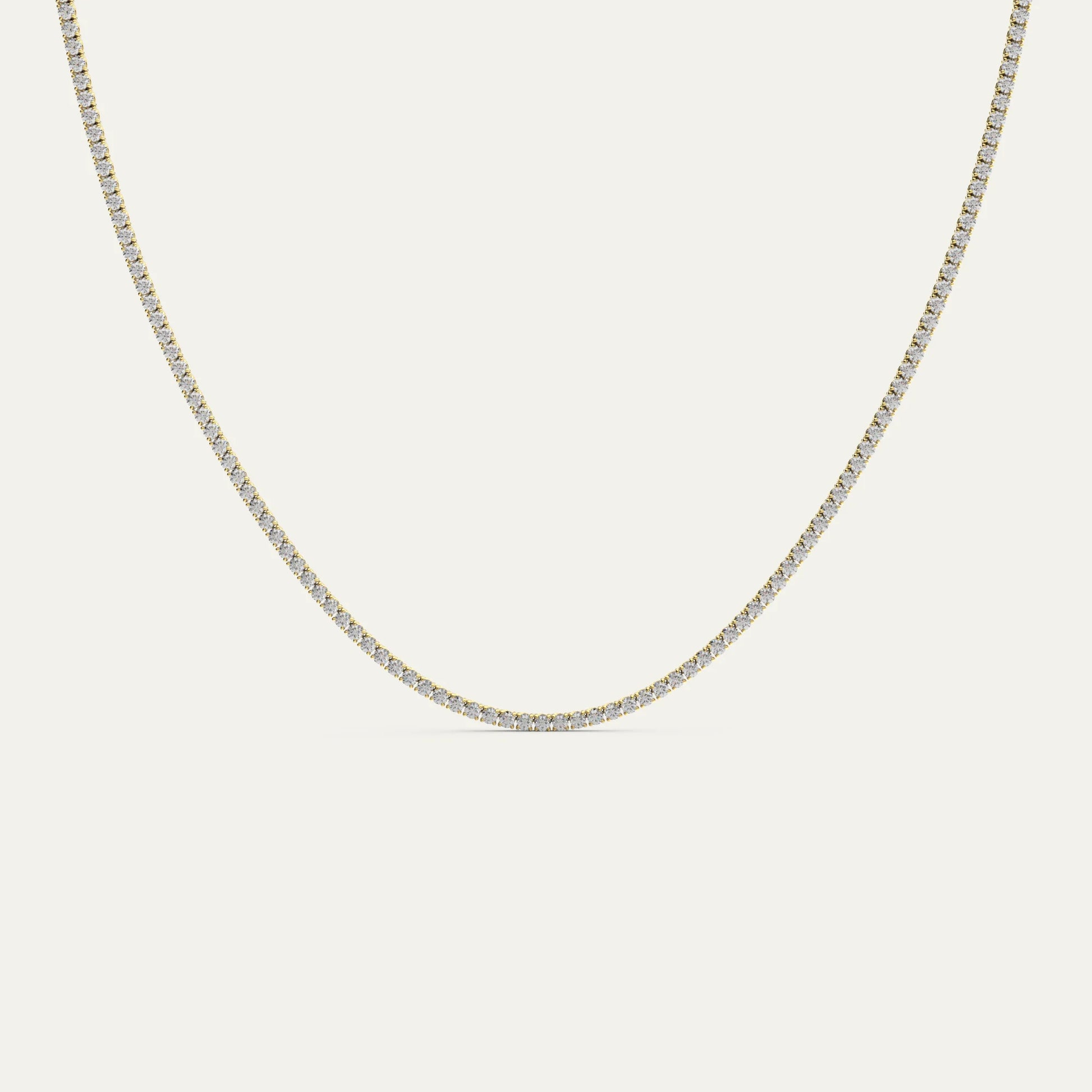Goldmacher Canes 2mm tennis chain in 18k gold with round moissanite stones
