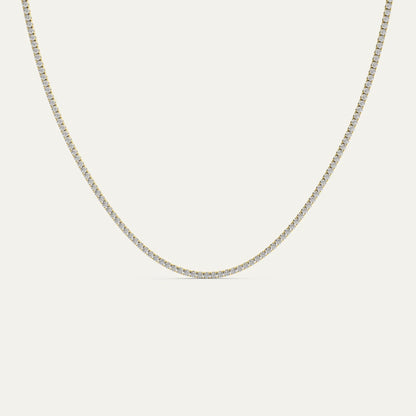 Goldmacher Canes 2mm tennis chain in 18k gold with round moissanite stones
