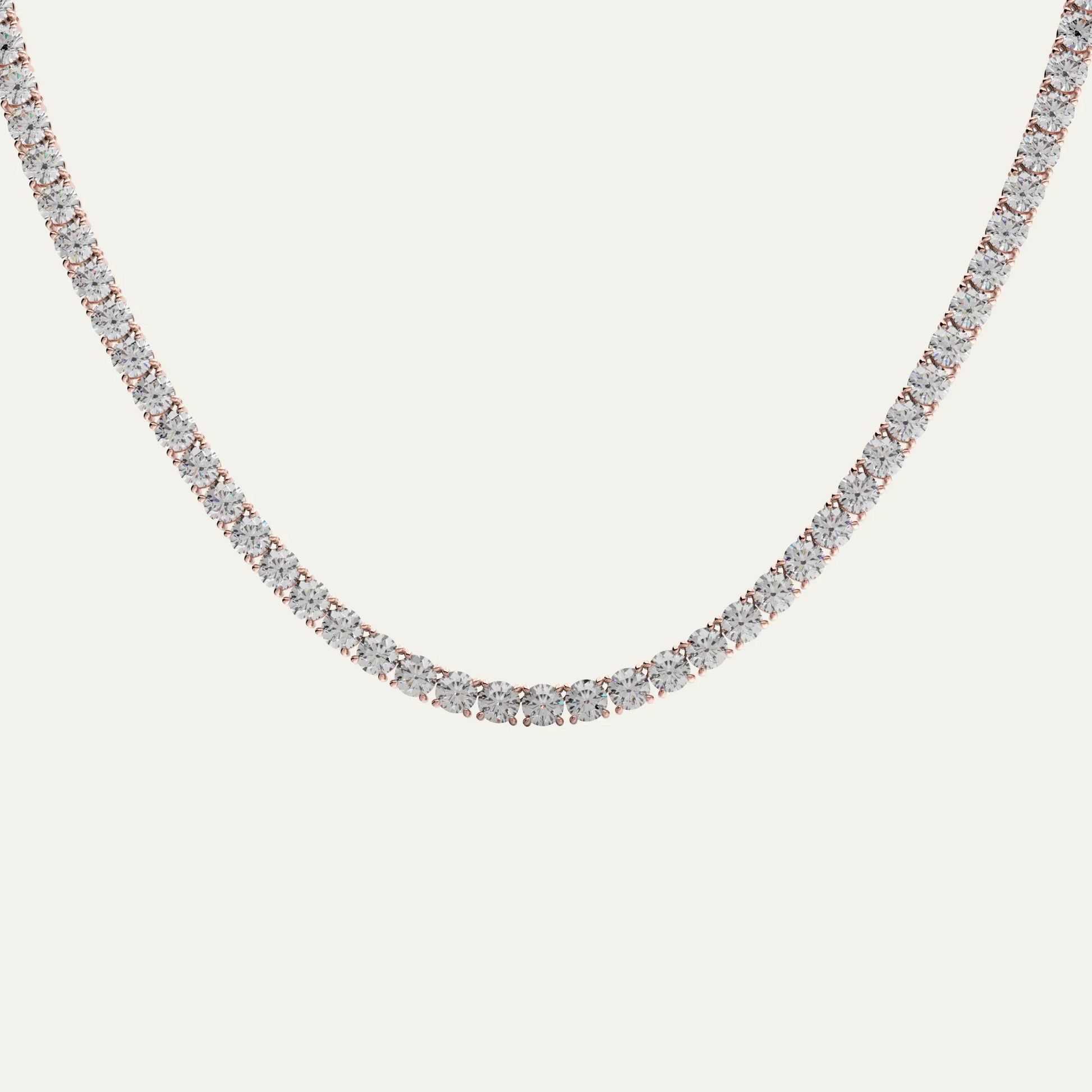 Goldmacher Canes 4mm tennis chain in rose gold with round moissanite stones. tryon-product
