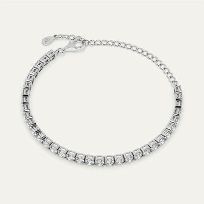Goldmacher Celeste 925 Silver Tennis Bracelet – 44 Round Moissanite Stones (4.4ctw) for Stackable, Timeless Sparkle and Everyday Glamour.