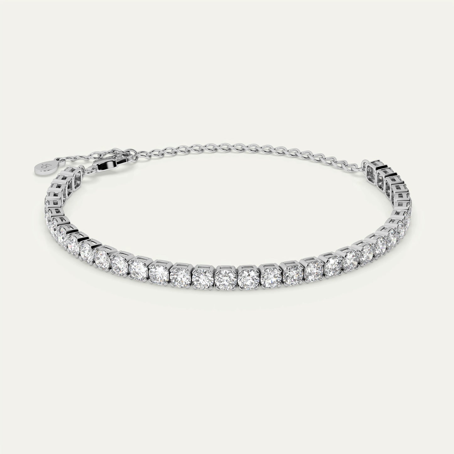 goldmacher celeste sterling silver 4.4ctw round moissanite tennis bracelet 44pcs