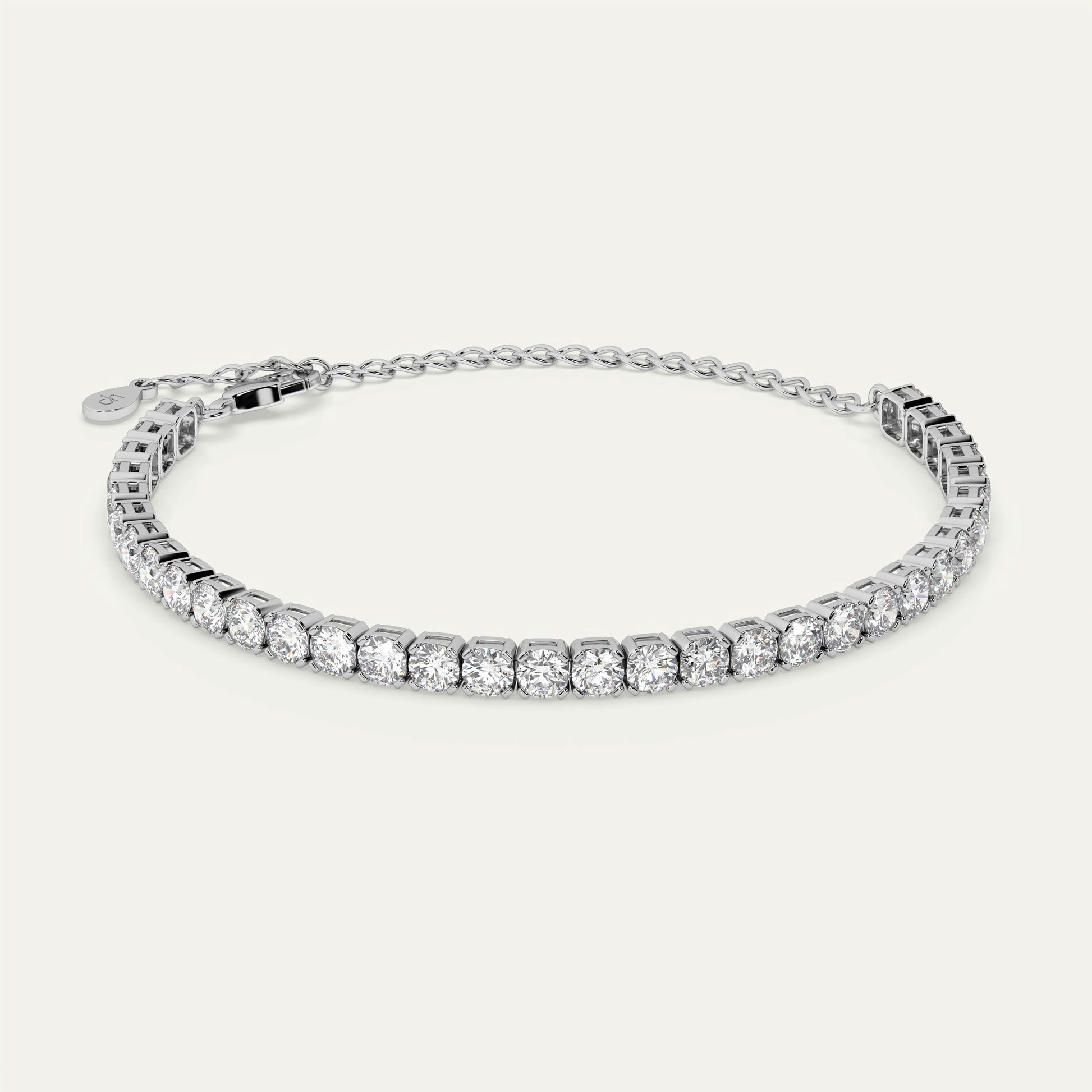 goldmacher celeste sterling silver 4.4ctw round moissanite tennis bracelet 44pcs