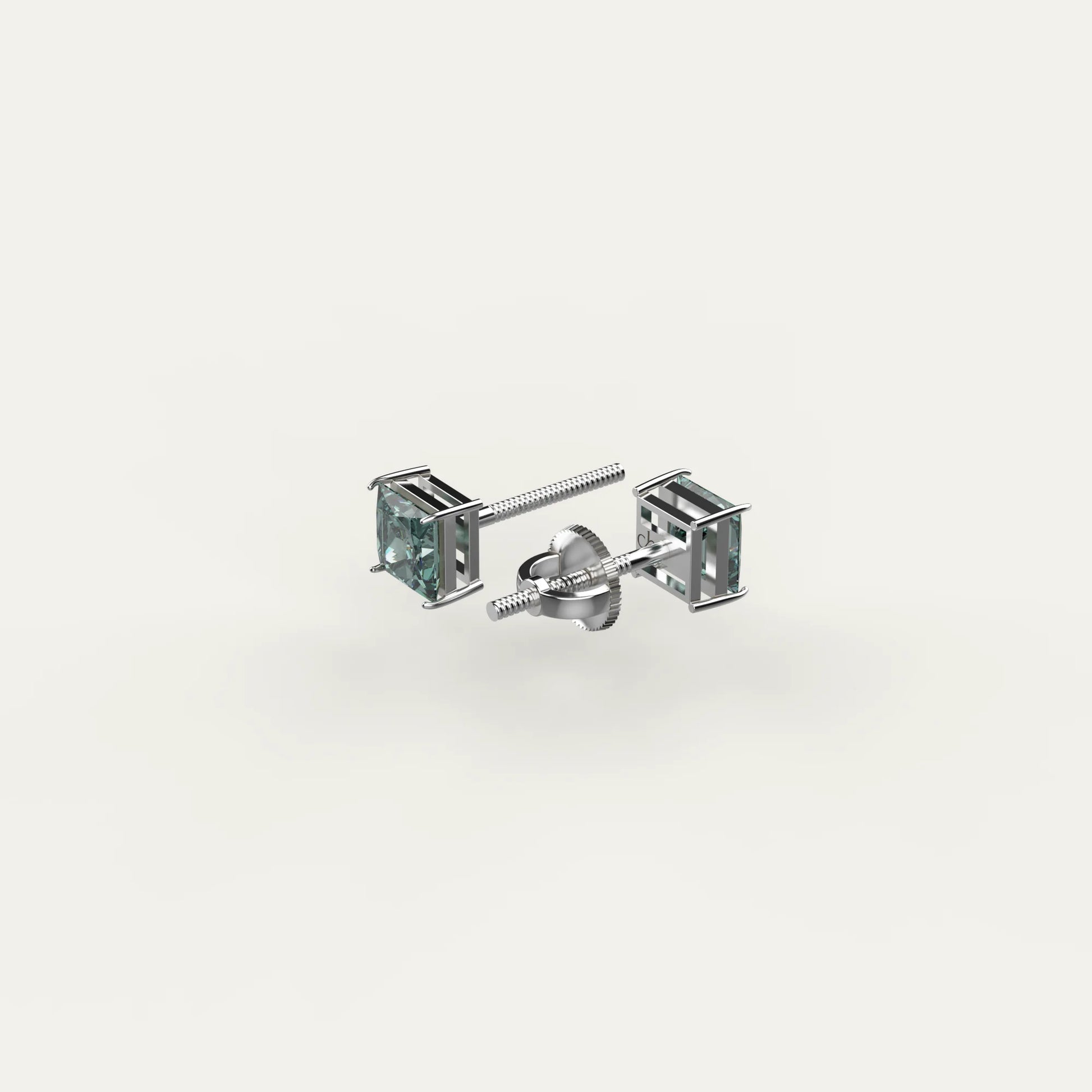 Goldmacher Dara 925 Silver Princess-Cut Green Moissanite Studs – Affordable Luxury for Unique Gifts or Statement Jewelry.