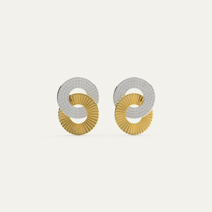 Goldmacher Double Deluxe Earrings – Mixed 18K Gold and Rhodium Plated 925 Silver with Cubic Zirconia