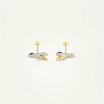 Double Deluxe Earrings – Sculptural Earrings with Pavé Zircon and Textured 18K Gold Plating