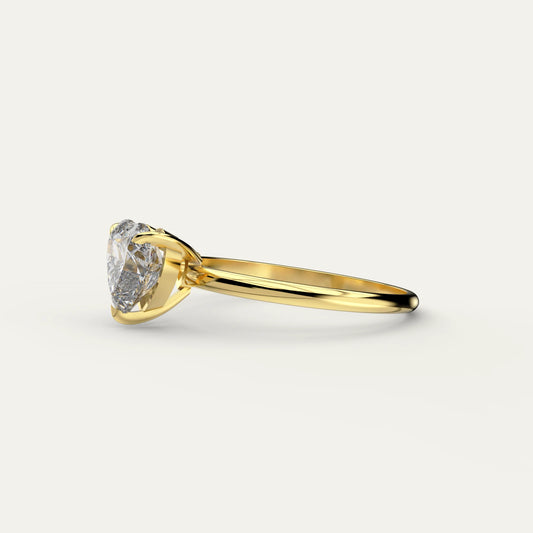 Goldmacher Elora 18k Gold Heart-Shaped 1ct Moissanite Solitaire Ring – Sparkling Center Stone for Romantic Jewelry Gifts