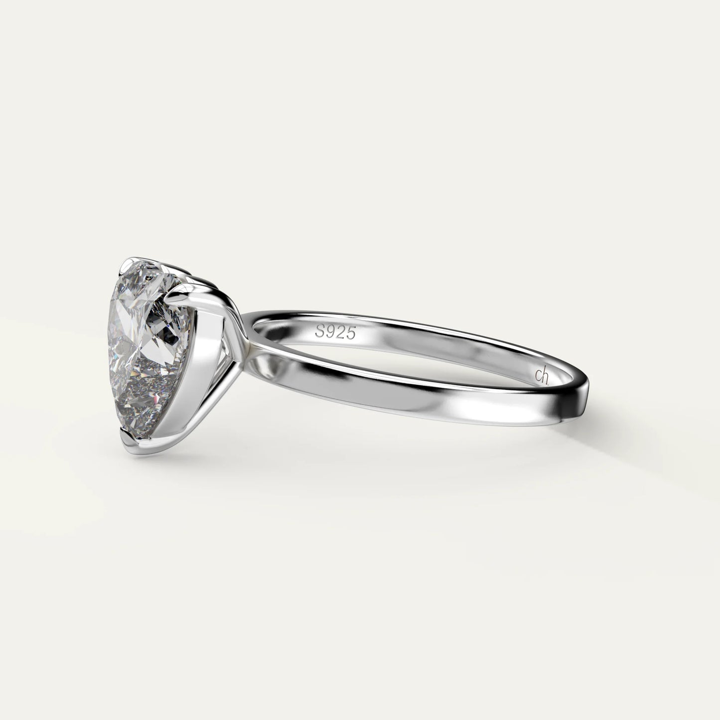 925 Sterling Silver Heart Moissanite Solitaire Ring – Goldmacher Stardust Collection

