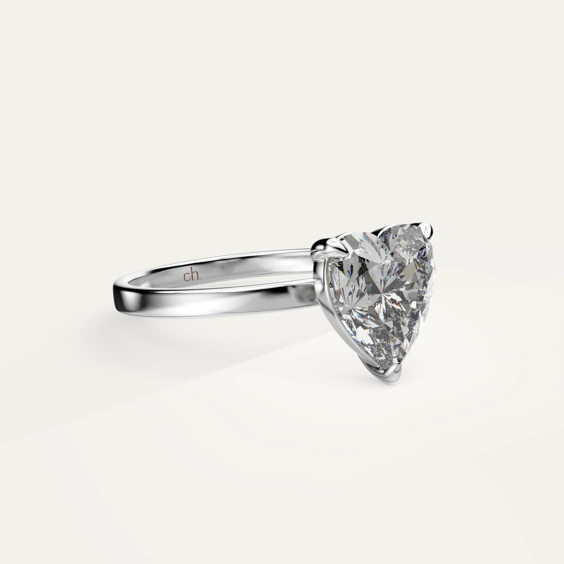 Goldmacher Elora Sterling Silver Heart Moissanite Ring – 2ct Hypoallergenic Solitaire Design for Sensitive Skin or Affordable Luxury.