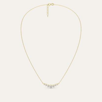 Goldmacher Felis 18k Gold Hypoallergenic Graduated Bar Necklace – 0.5ct Round Moissanite for Sensitive Skin, Lightweight Elegance, or Stacking. tryon-product