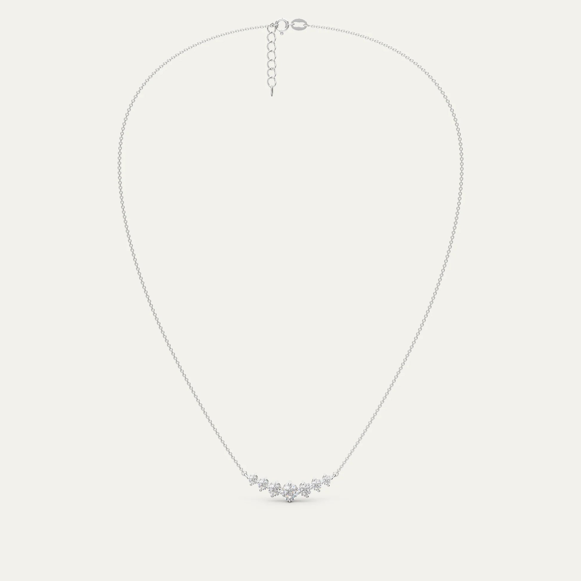 Goldmacher Felis 925 Silver 0.5ct Moissanite Curved Necklace – Graduated Bar Design for Minimalist Gifting, Birthdays, or Symbolic Occasions.