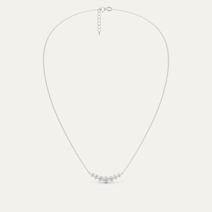 Goldmacher Felis 925 Silver 0.5ct Moissanite Curved Necklace – Graduated Bar Design for Minimalist Gifting, Birthdays, or Symbolic Occasions.