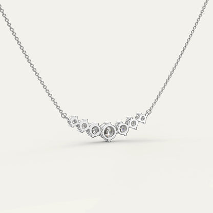 Goldmacher Felis Sterling Silver Graduated Bar Necklace – 0.5ct Hypoallergenic Moissanite for Sensitive Skin or Lightweight Versatile Styling.