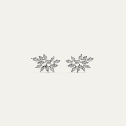 Front view of Goldmacher Fleur Spark earrings – Rhodium-plated sterling silver with zircon cluster