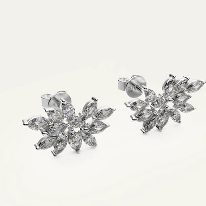 Statement earrings by Goldmacher in silver – Fleur Spark design with radiant marquise-cut zircon stones
