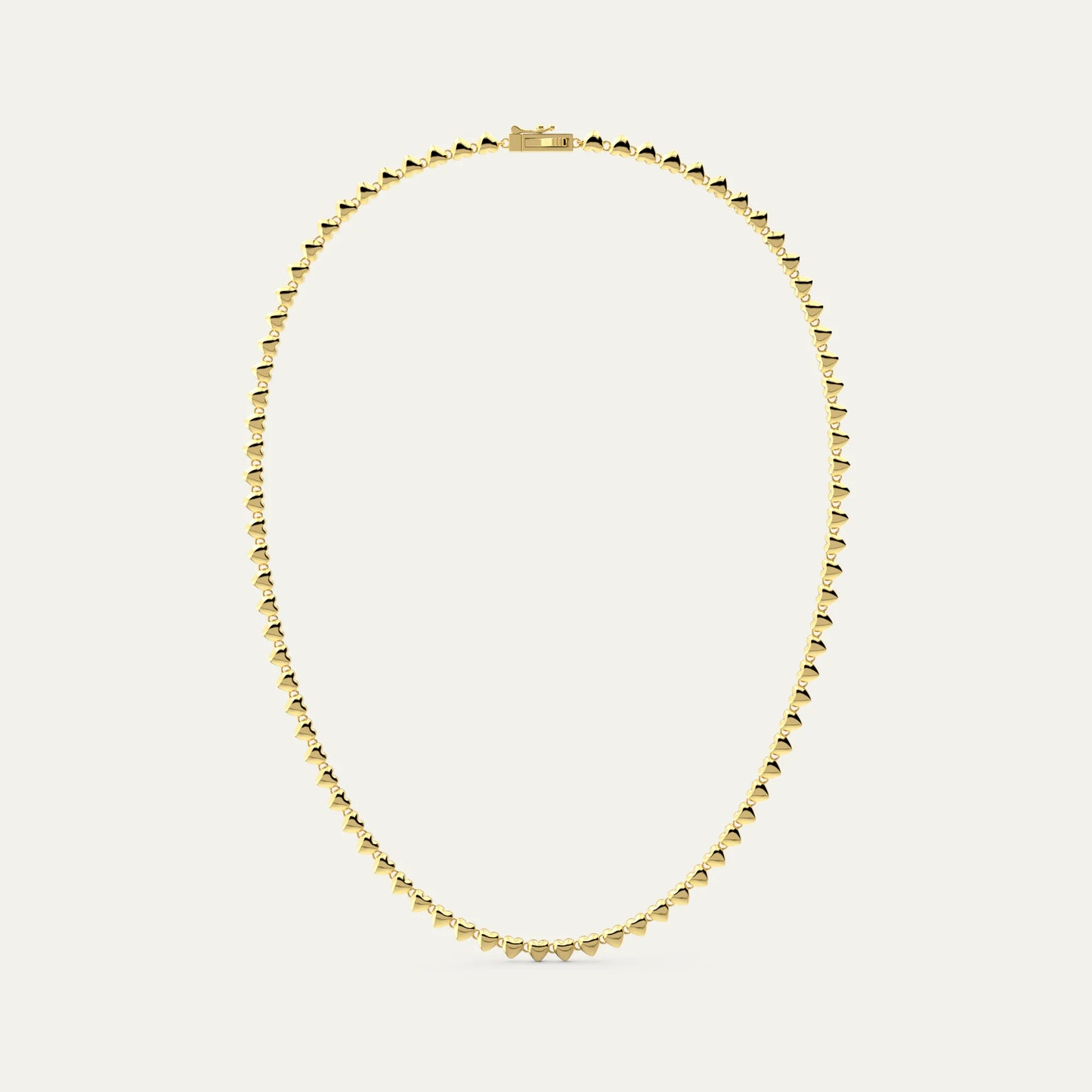 Goldmacher Heart String Necklace – 18K Gold Plated 925 Silver with Polished Heart-Shaped Link Chain. tryon-product