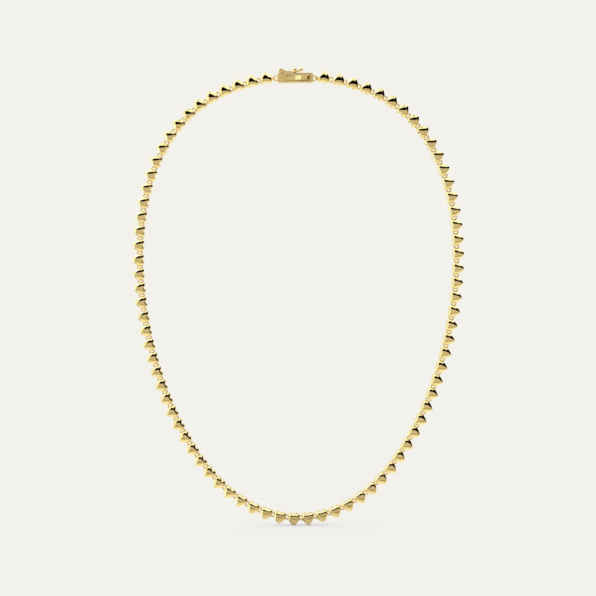 Goldmacher Heart String Necklace – 18K Gold Plated 925 Silver with Polished Heart-Shaped Link Chain. tryon-product