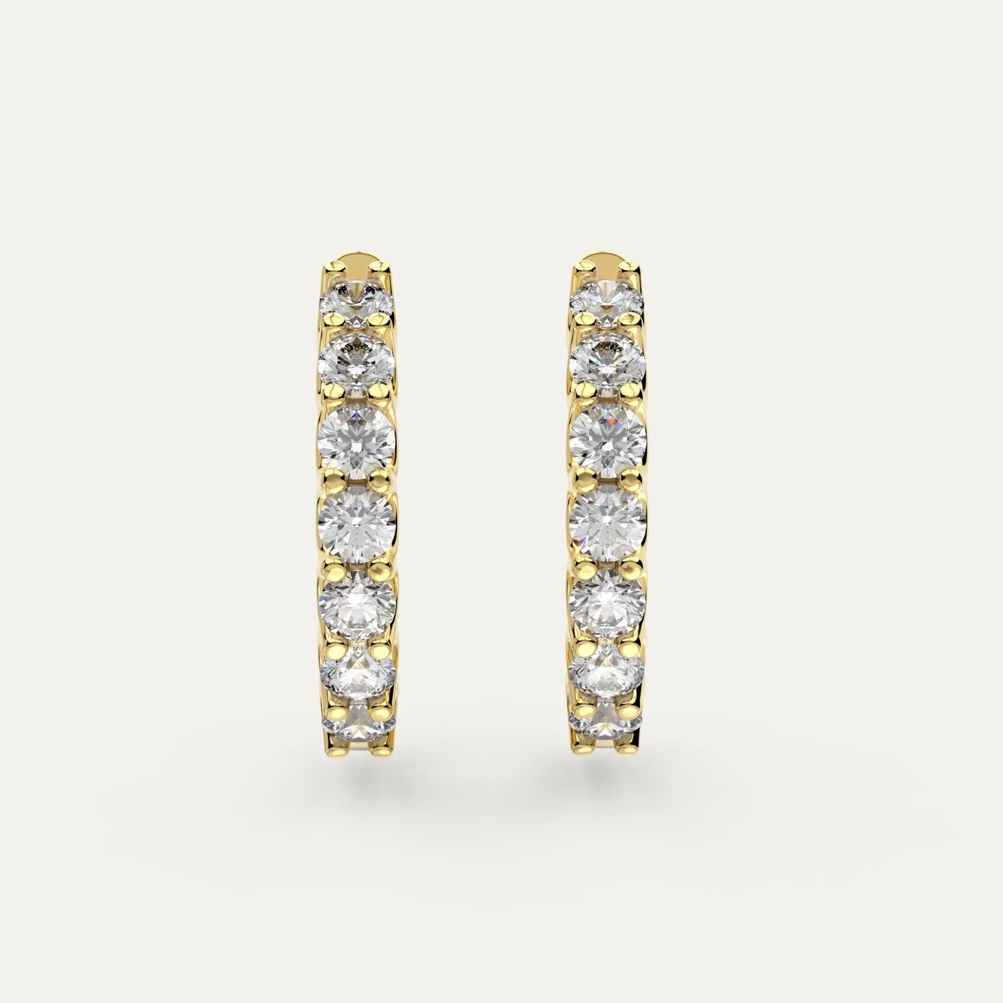 Goldmacher Heaven Hoops 18k Gold-Plated Moissanite Earrings – 26 Round Stones (2.6ctw) for Luxurious, Timeless Sparkle and Versatile Styling.
