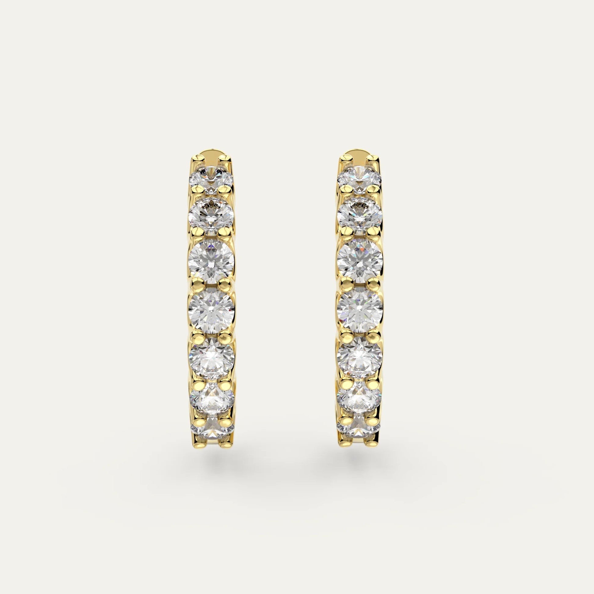 Goldmacher Heaven Hoops 18k Gold-Plated Moissanite Earrings – 26 Round Stones (2.6ctw) for Luxurious, Timeless Sparkle and Versatile Styling.