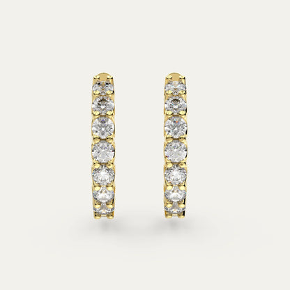 Goldmacher Heaven Hoops 18k Gold-Plated Moissanite Earrings – 26 Round Stones (2.6ctw) for Luxurious, Timeless Sparkle and Versatile Styling.