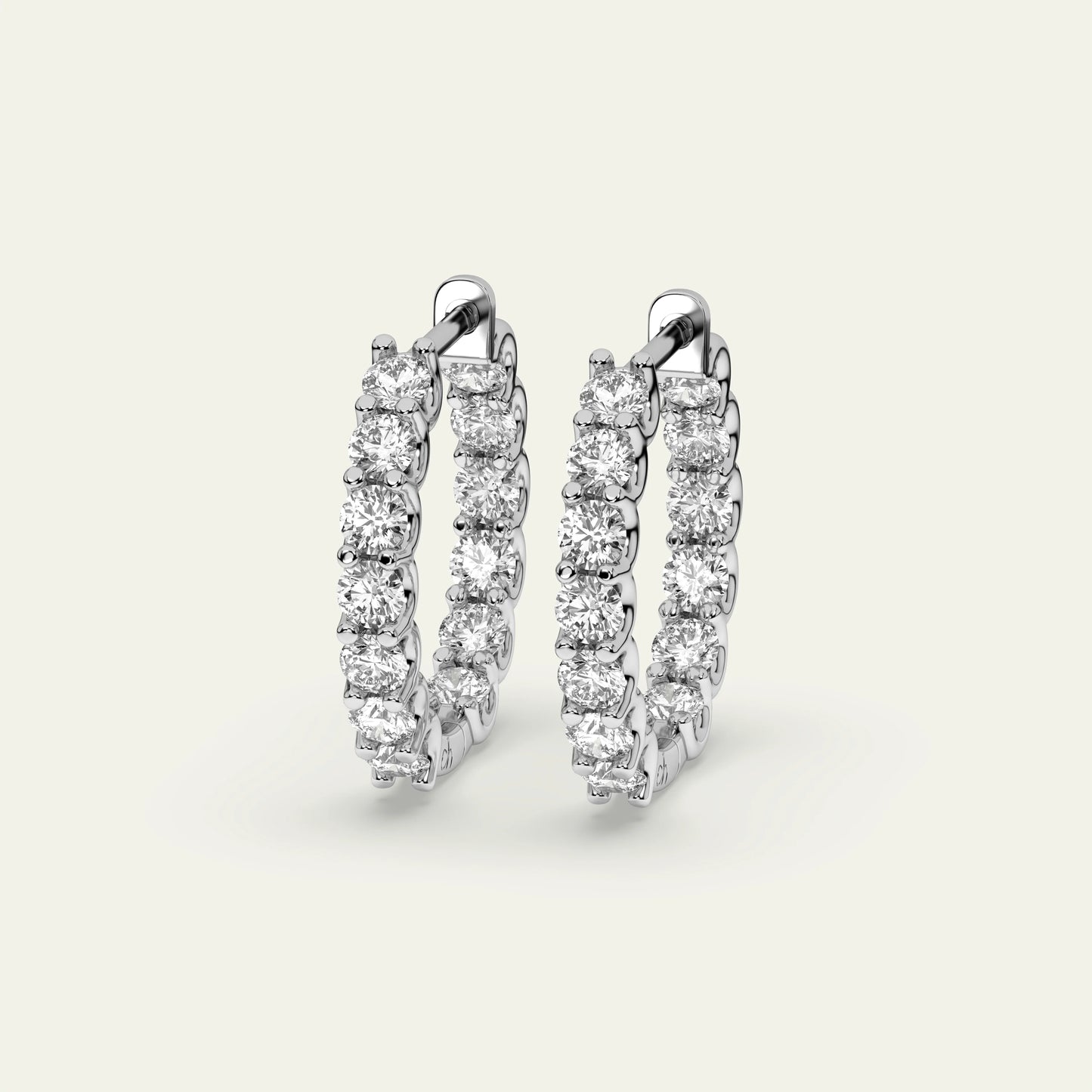 Goldmacher Heaven Hoops in 925 silver with 26 round moissanite stones totaling 2.6 carats