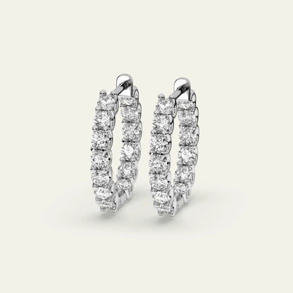 Goldmacher Heaven Hoops in 925 silver with 26 round moissanite stones totaling 2.6 carats