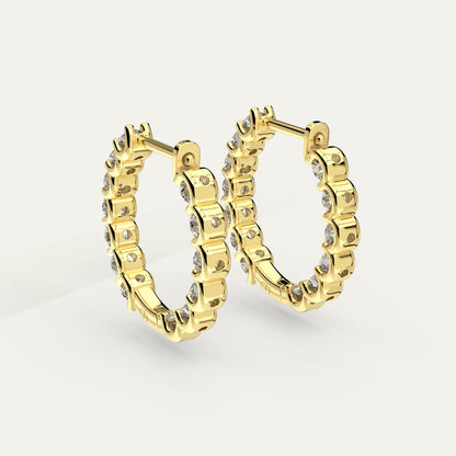 Goldmacher Heaven Hoops 18k Gold-Plated Huggies – 26 Round Moissanites (2.6ctw) with Secure Prong Settings for Daily or Evening Wear.