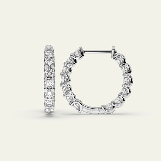 Goldmacher Heaven Hoops 925 Silver Moissanite Earrings – 26 Sparkling Stones (2.6ctw) for Birthdays, Anniversaries, or Self-Treats.