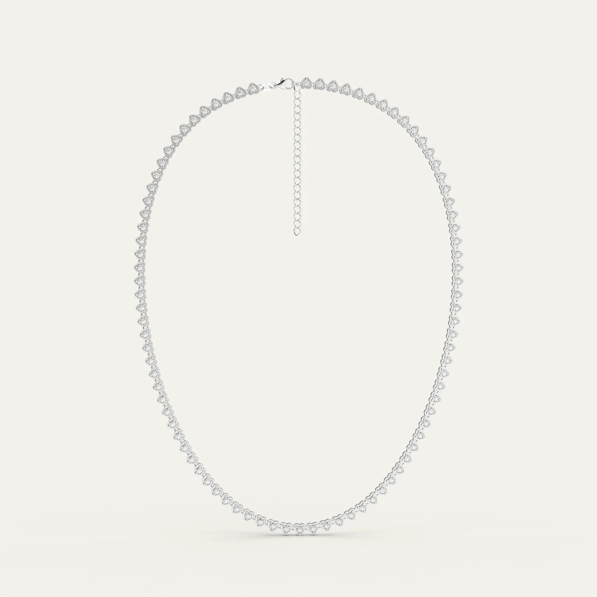 Lover’s Line Necklace – Heart Prong Detail and S925 Clasp on Rhodium Plated Silver Chain with Zircons. tryon-product