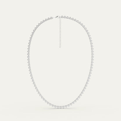 Lover’s Line Necklace – Heart Prong Detail and S925 Clasp on Rhodium Plated Silver Chain with Zircons. tryon-product