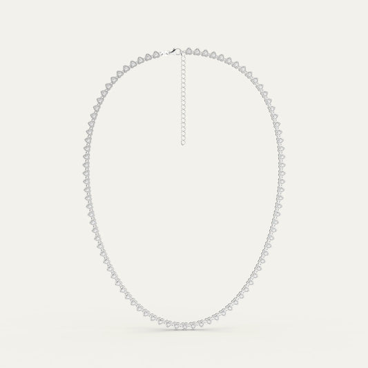 Lover’s Line Necklace – Heart Prong Detail and S925 Clasp on Rhodium Plated Silver Chain with Zircons. tryon-product