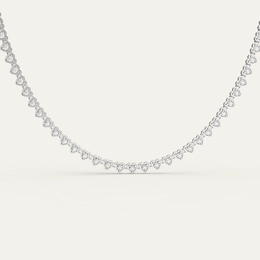 Goldmacher Lover’s Line Necklace – Rhodium Plated 925 Silver with Heart-Shaped Cubic Zirconia Tennis Chain