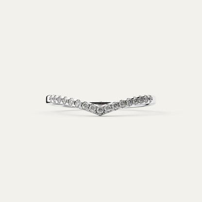 Goldmacher Lynx 925 Silver V-Shaped Ring – Pavé-Set Moissanite Stones for Modern, Geometric Elegance and Affordable Stacking.