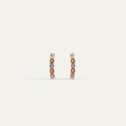 Goldmacher Mocha Mousse Earrings – 18K Gold Plated with Champagne and Amethyst Zircon Stones in Curved Design