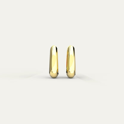 Gold Molten Drop Earrings – Elegant Curved Hoop with Contemporary Sculpted Profile