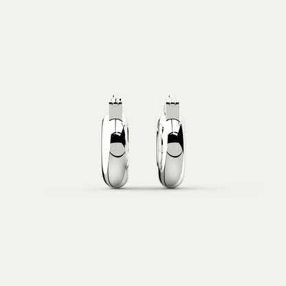 Petite Dome Hoops – Rhodium Plated 925 Silver Small Earrings with Smooth Domed Profile