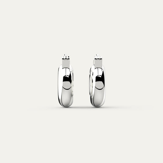 Petite Dome Hoops – Rhodium Plated 925 Silver Small Earrings with Smooth Domed Profile