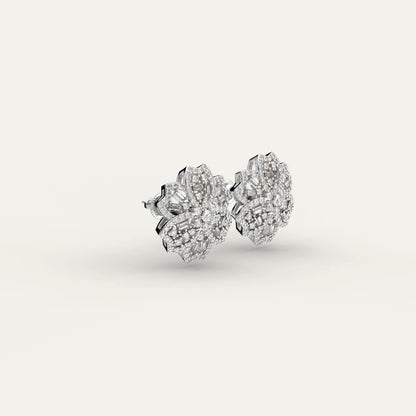 Goldmacher Rosemary Sterling Silver Floral Earrings – Hypoallergenic Moissanite Cluster for Sensitive Skin, Day-to-Night Versatility.