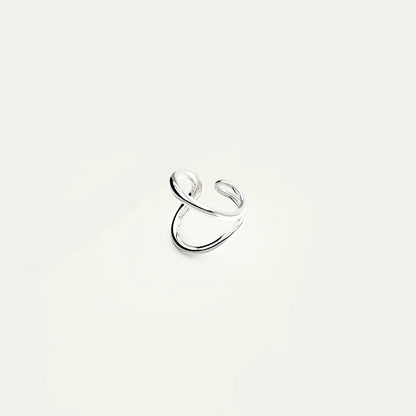 Modern Swirl Ring – Polished Sterling Silver with Artistic Loop and Bold Shine
