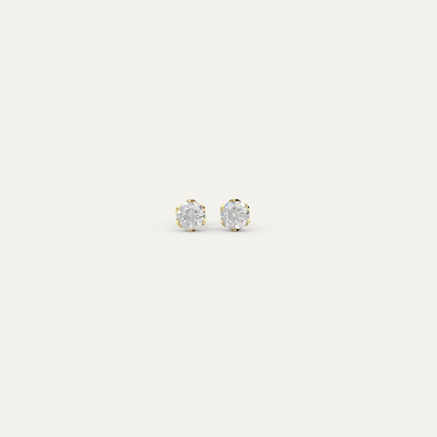 Goldmacher Zenith 0.5ct 5mm round moissanite stud earrings in 18k gold