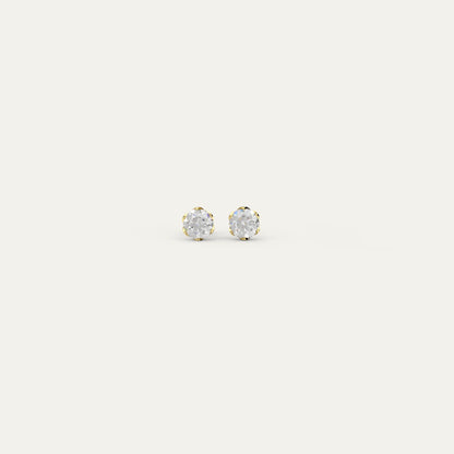 Goldmacher Zenith 0.5ct 5mm round moissanite stud earrings in 18k gold
