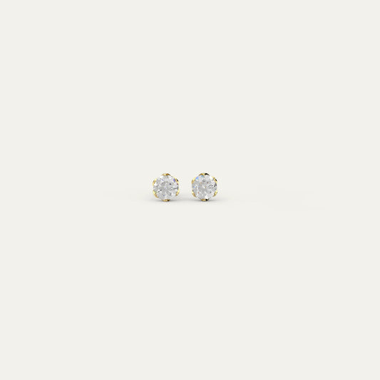 Goldmacher Zenith 0.5ct 5mm round moissanite stud earrings in 18k gold