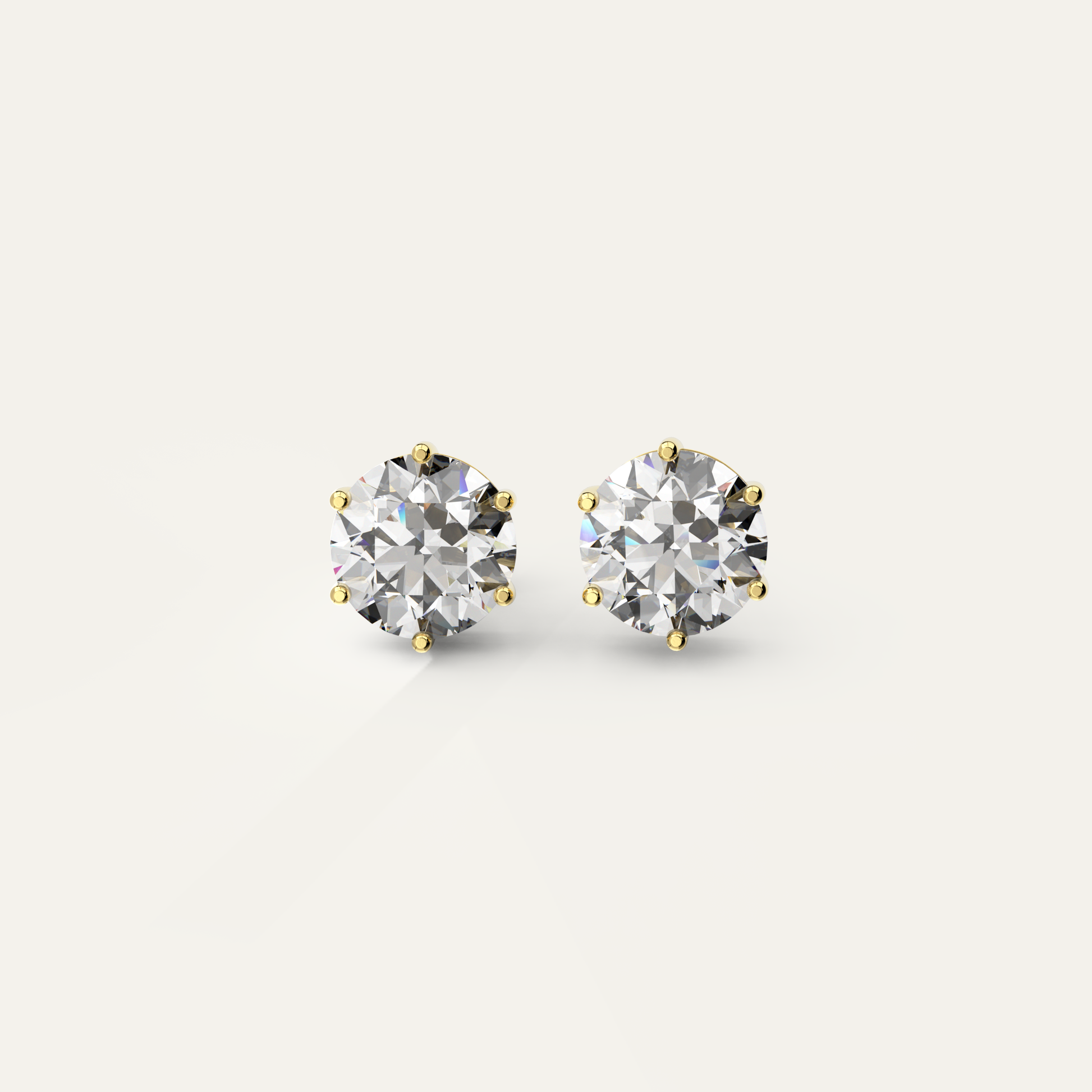 Goldmacher Zenith 2ct 8mm round moissanite stud earrings in 18k gold
