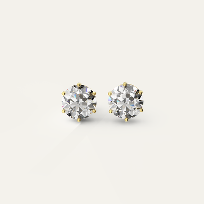 Goldmacher Zenith 2ct 8mm round moissanite stud earrings in 18k gold