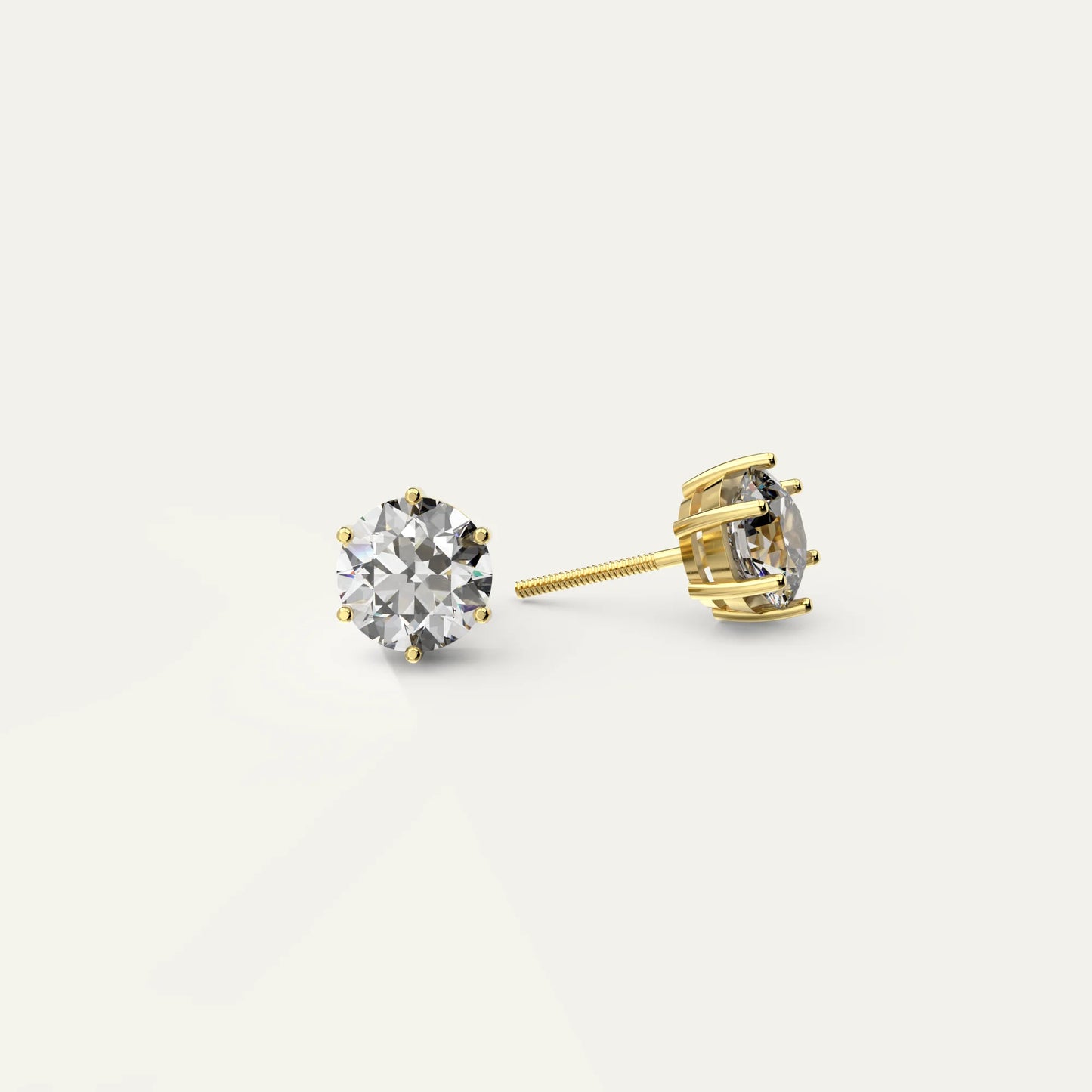 Goldmacher Zenith 2ct 8mm Round Moissanite Stud Earrings in 18k Gold-Plated – Bold, Luxurious Statement Jewelry for Special Occasions.