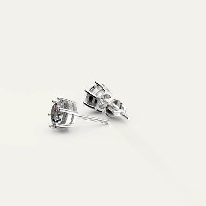 Goldmacher Zenith 2ct (8mm) Moissanite Stud Earrings in 925 Silver – Hypoallergenic, Lightweight Design for Sensitive Skin.